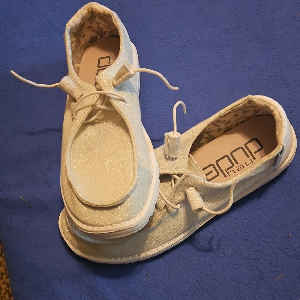 Hey Dude.. Sparkling White/Light GRAY Casual Shoes